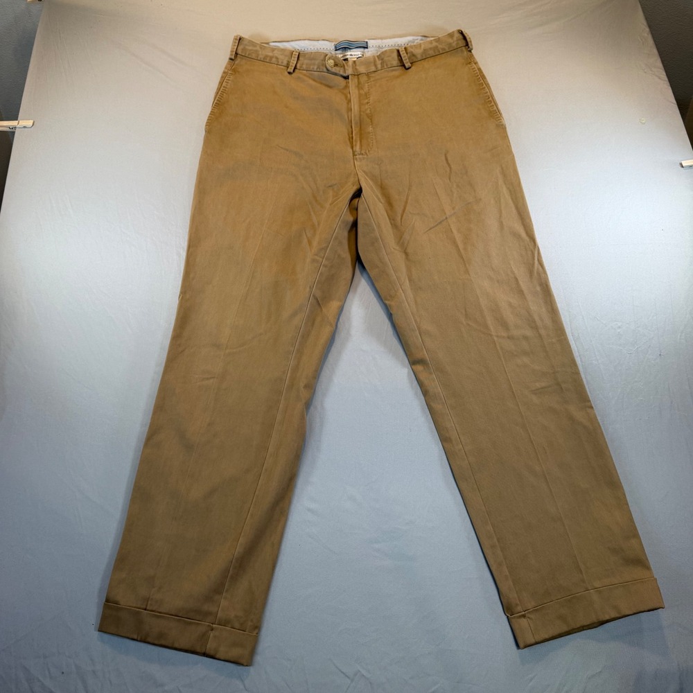 Peter Millar Mens 36 Pima Cotton Khaki Chino Pants Cuffed Tan Straight Leg
